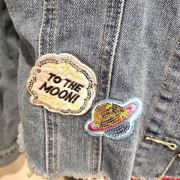 Vintage Distressed Denim Blue Jean Jacket - Picture 5 of 6